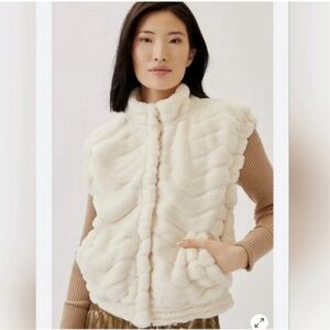 Maeve Cream Faux Fur Vest